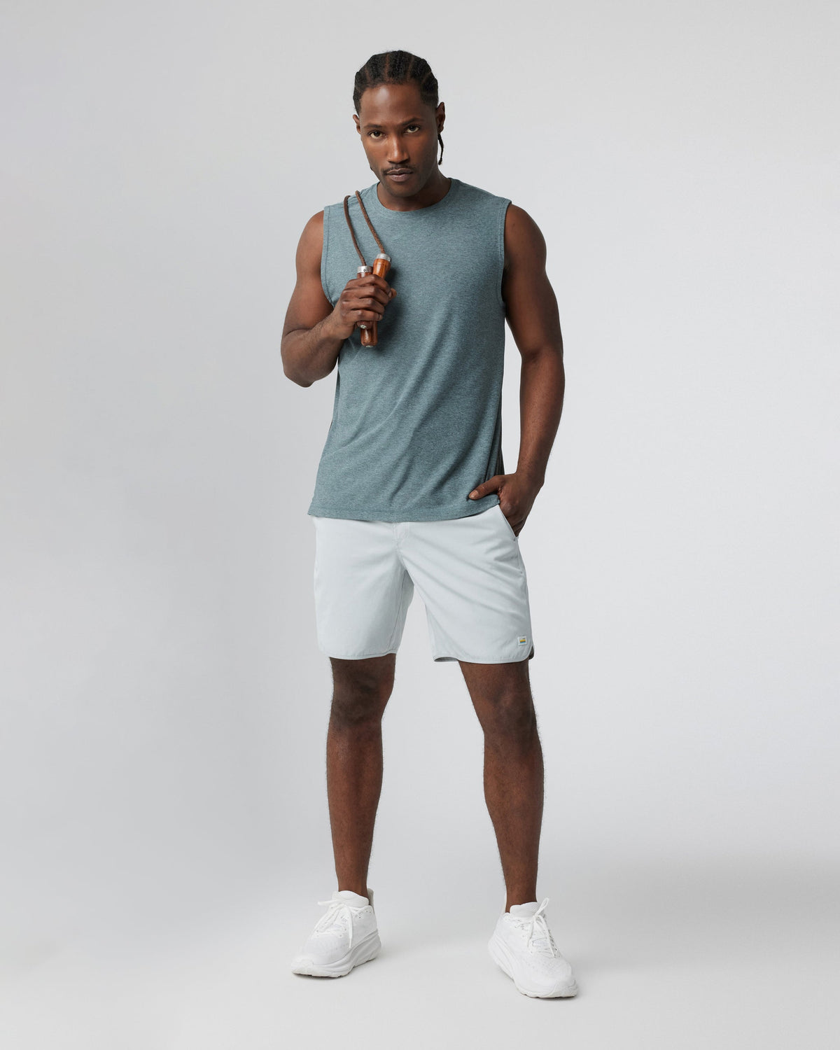 Banks Short Unlined 7 | Sky Grey Linen Texture