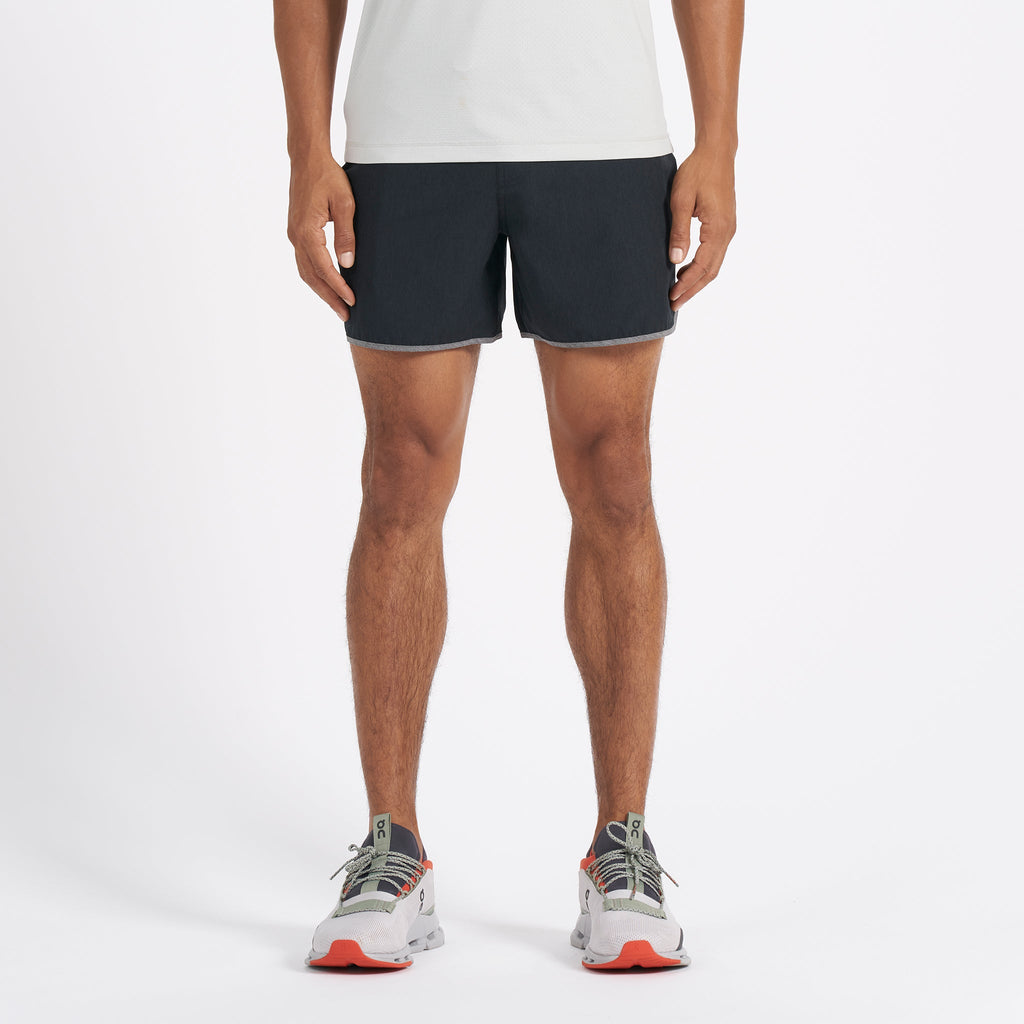 Banks Short Unlined 5 | Black Linen Texture