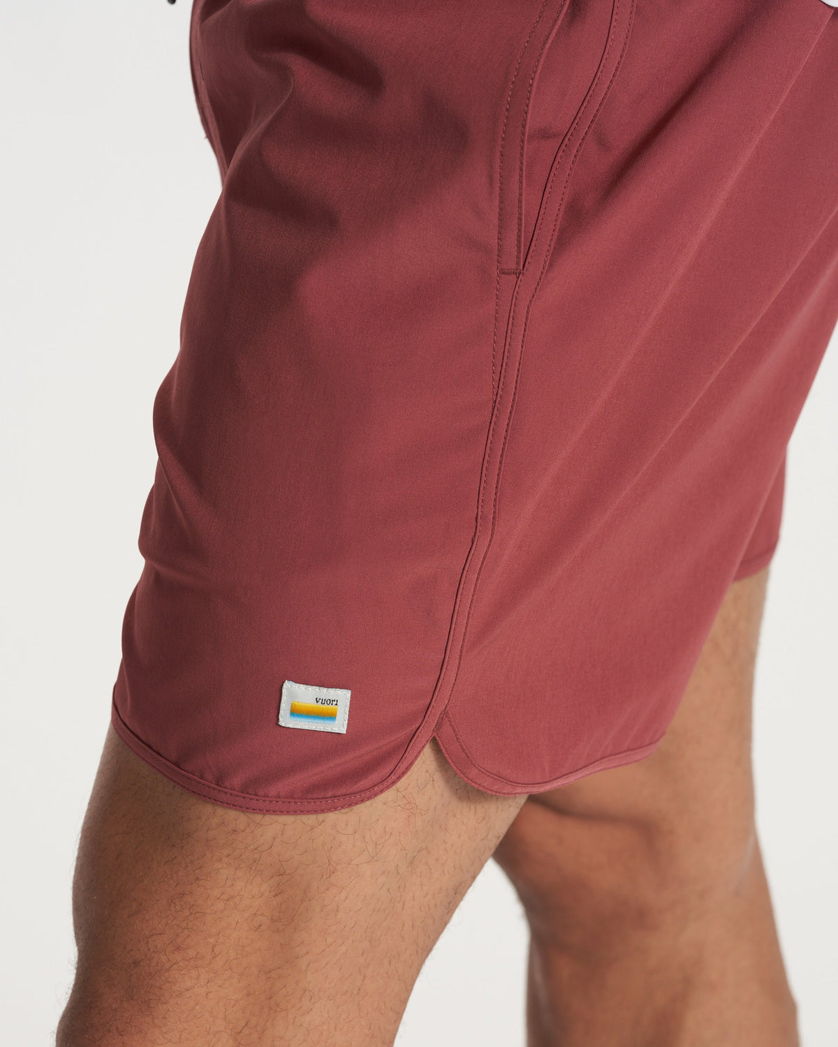Banks Short Unlined 5 | Earth Red Linen Texture