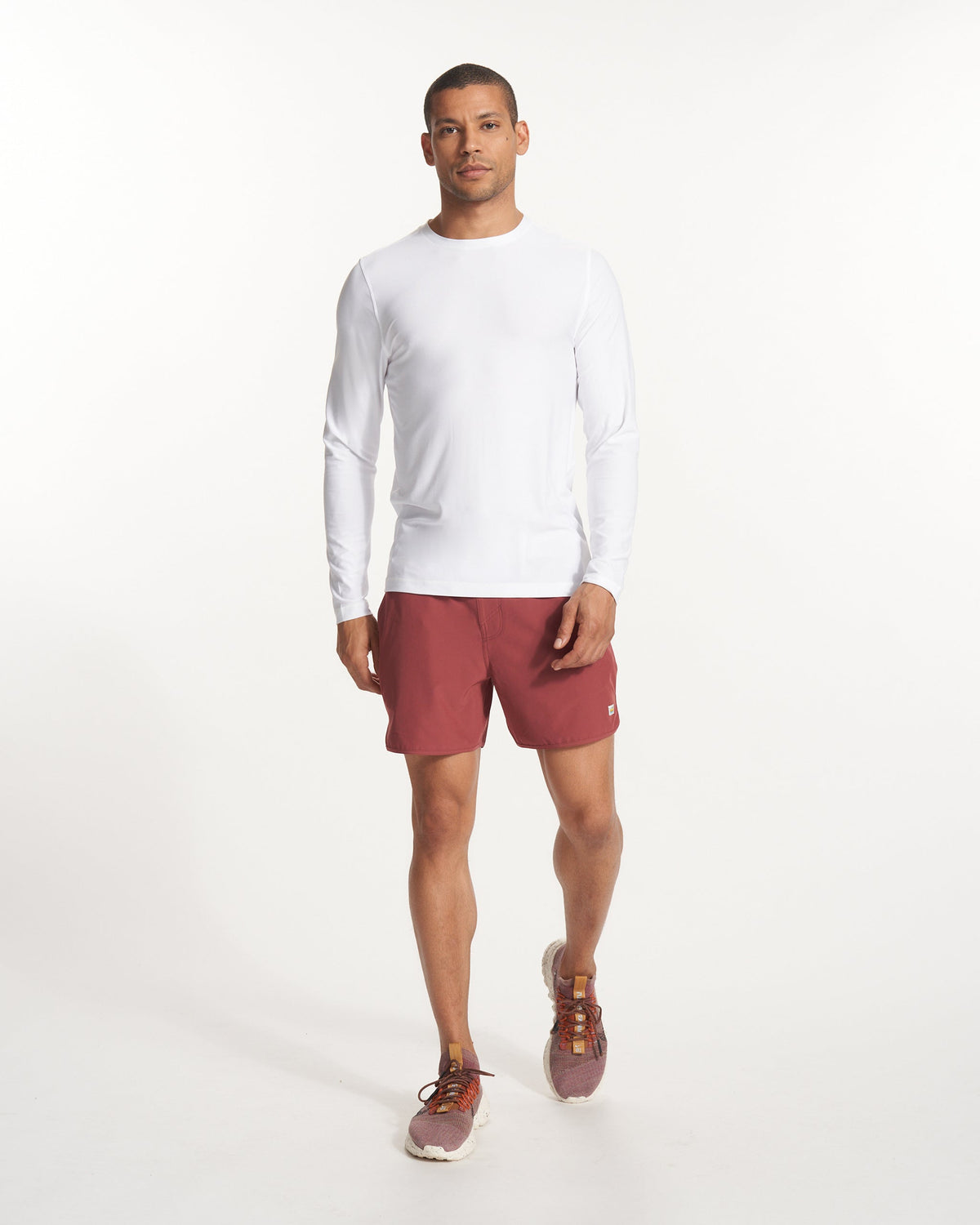 Banks Short Unlined 5 | Earth Red Linen Texture