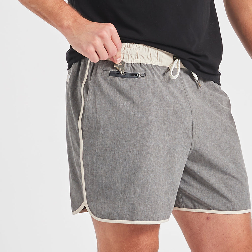 Banks Short Unlined 5 | Grey Linen Texture