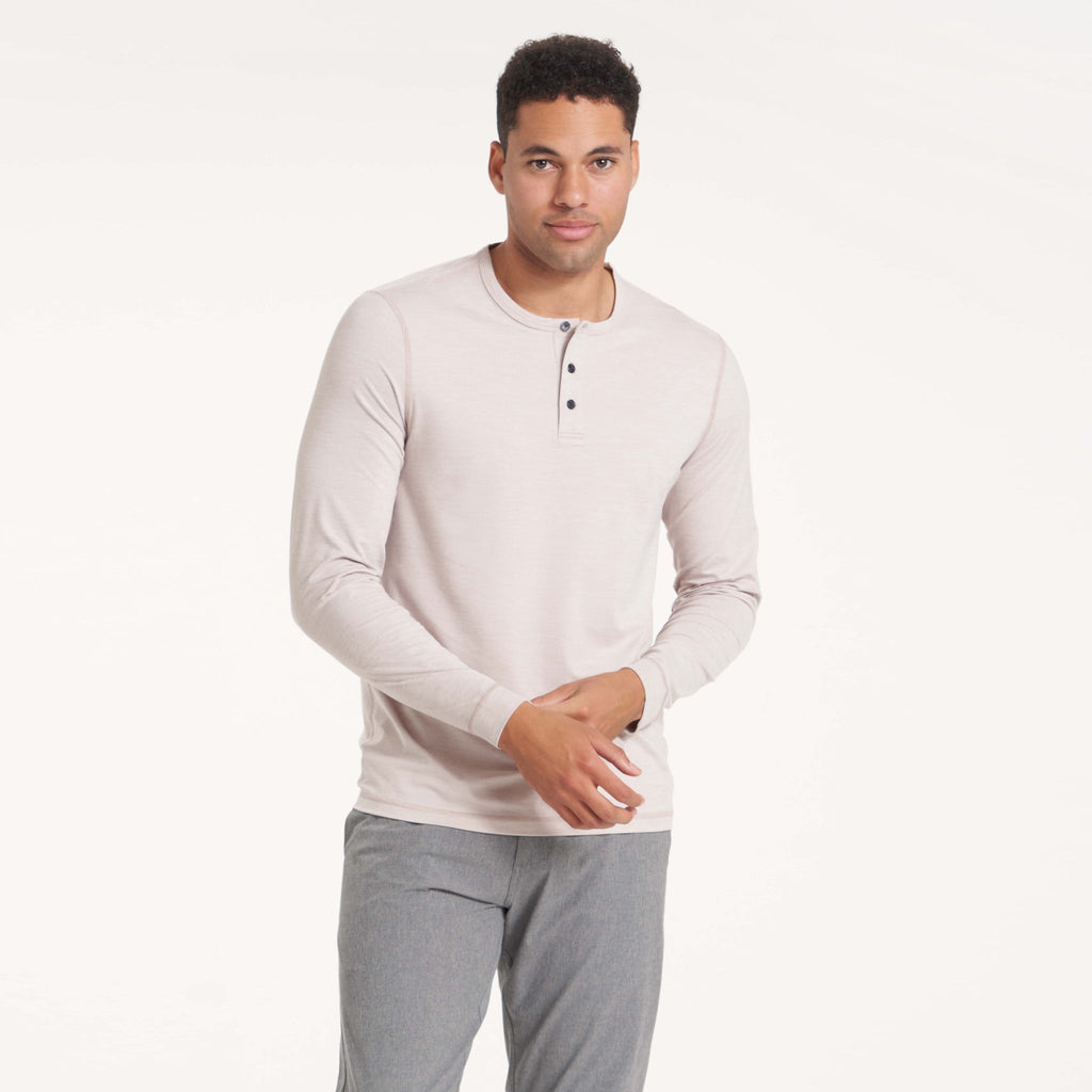 Long-Sleeve Ease Performance Henley | Oyster Heather