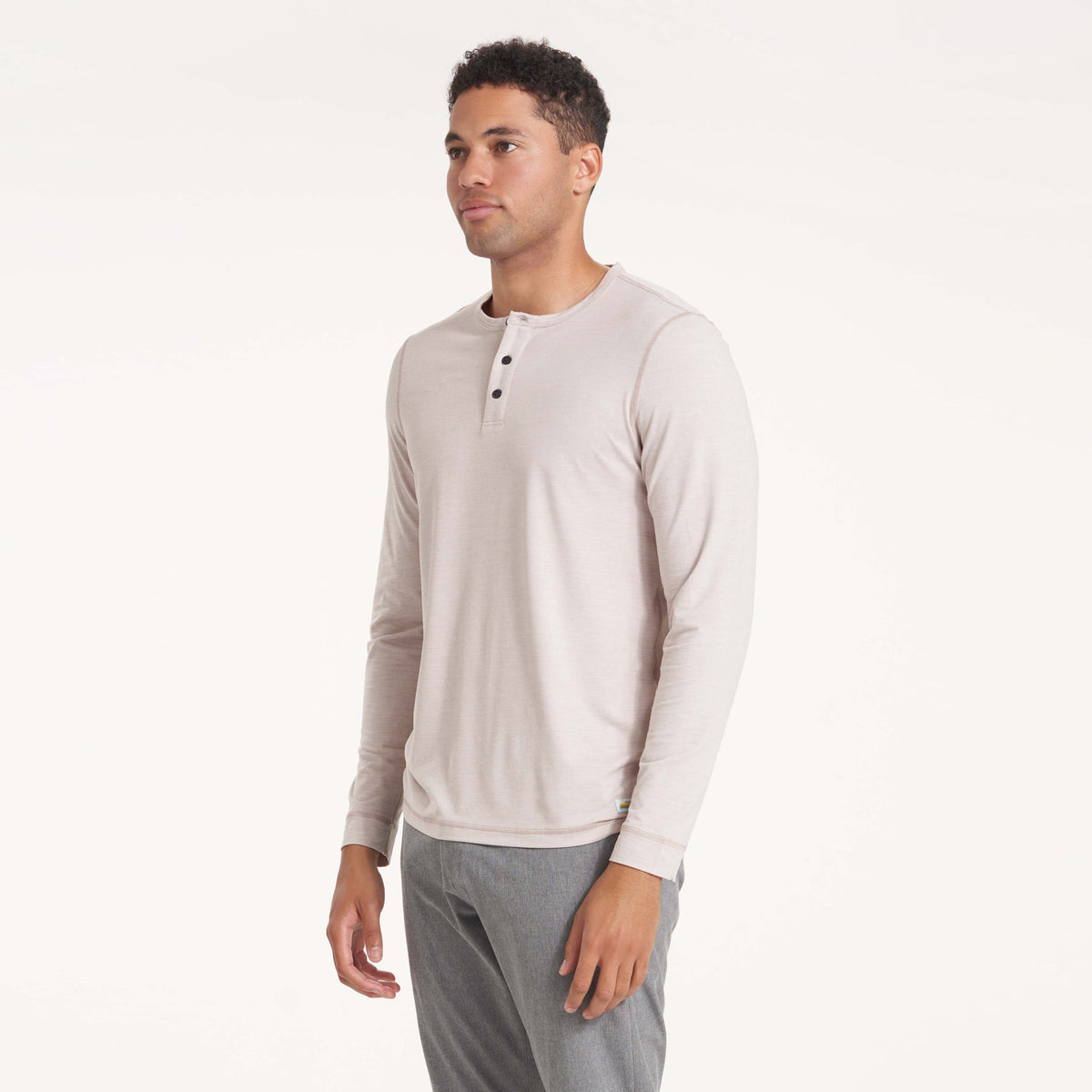 Long-Sleeve Ease Performance Henley | Oyster Heather