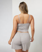 Halo Performance Crop | Soft Pewter Heather