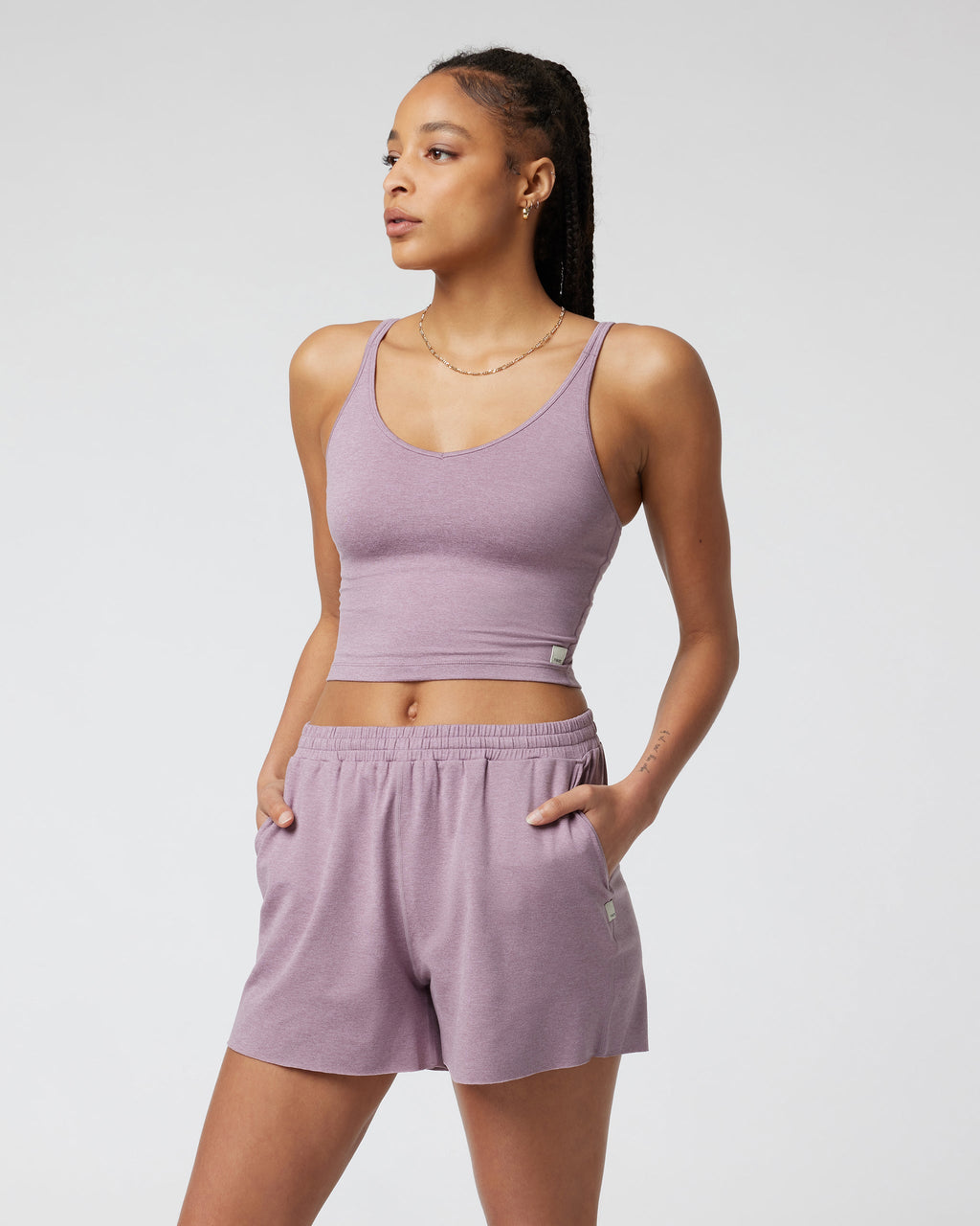 Halo Performance Crop | Lilac Heather