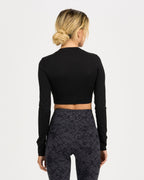 Long-Sleeve Lux Crop Tee | Black