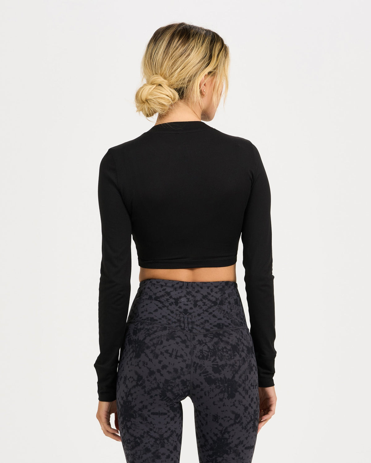 Long-Sleeve Lux Crop Tee | Black
