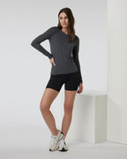 Long Sleeve Lux Crew | Dark Pewter Heather