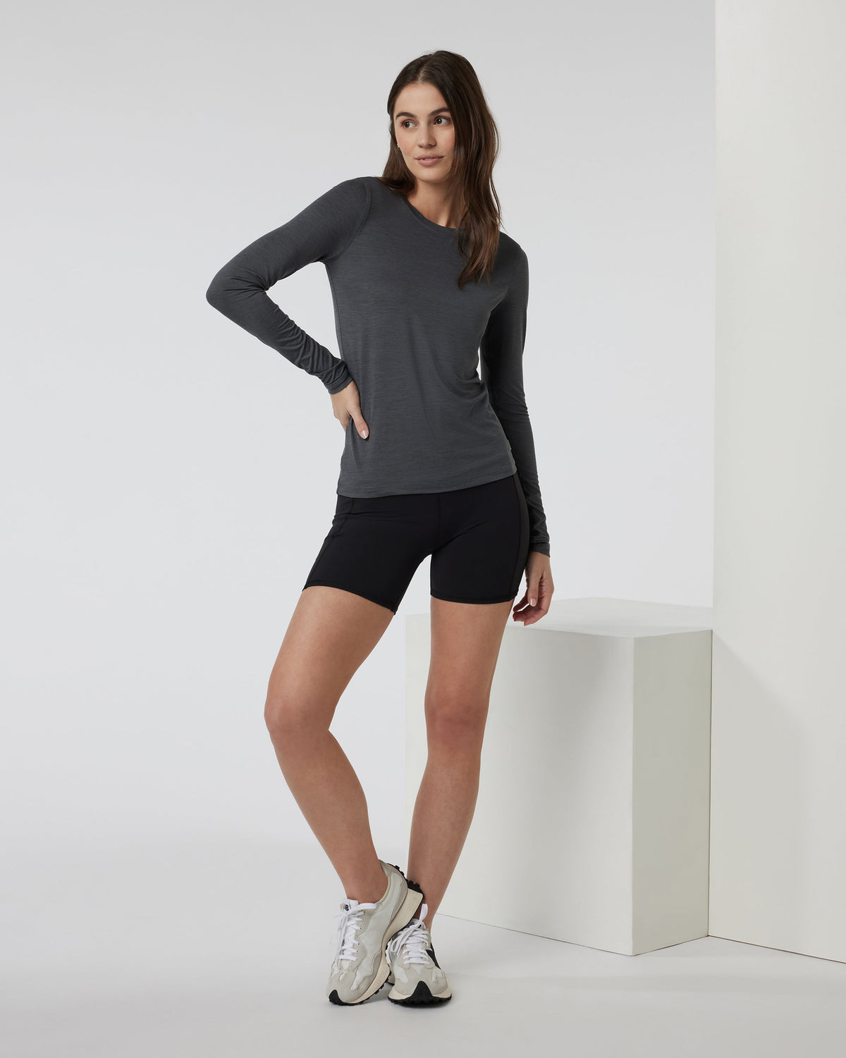Long Sleeve Lux Crew | Dark Pewter Heather