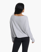 Slouchy Waffle Crew | Light Heather Grey