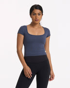 Short Sleeve Halo Crop | Azure Heather