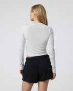 Long Sleeve Pose Scoop Tee | White Heather Grey