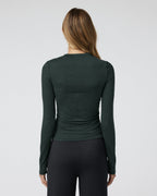 Long Sleeve Halo Ruched Tee | Aspen Heather