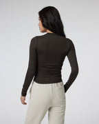 Long Sleeve Halo Ruched Tee | Dark Java Heather