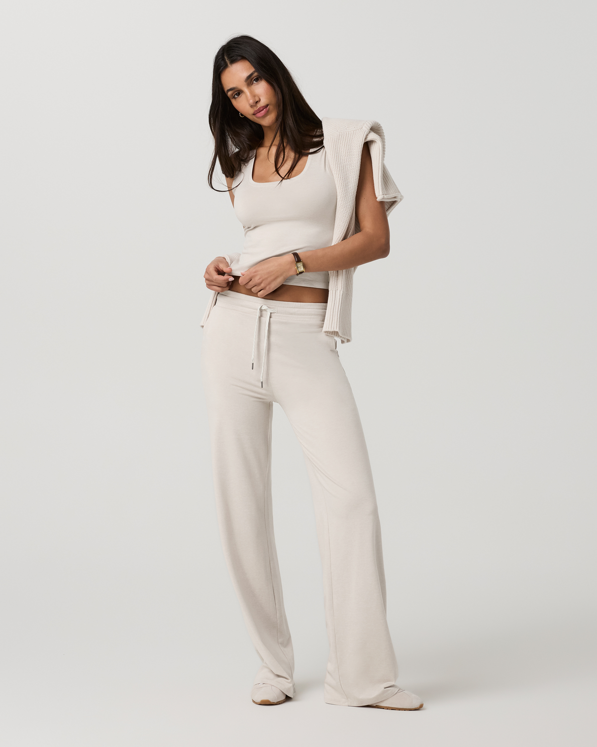 Halo Essential Scoop Tank | Ecru Heather
