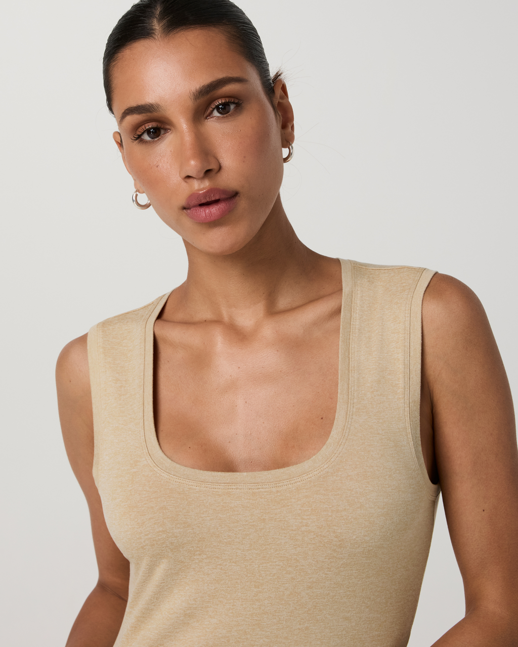 Halo Essential Scoop Tank | Khaki Heather