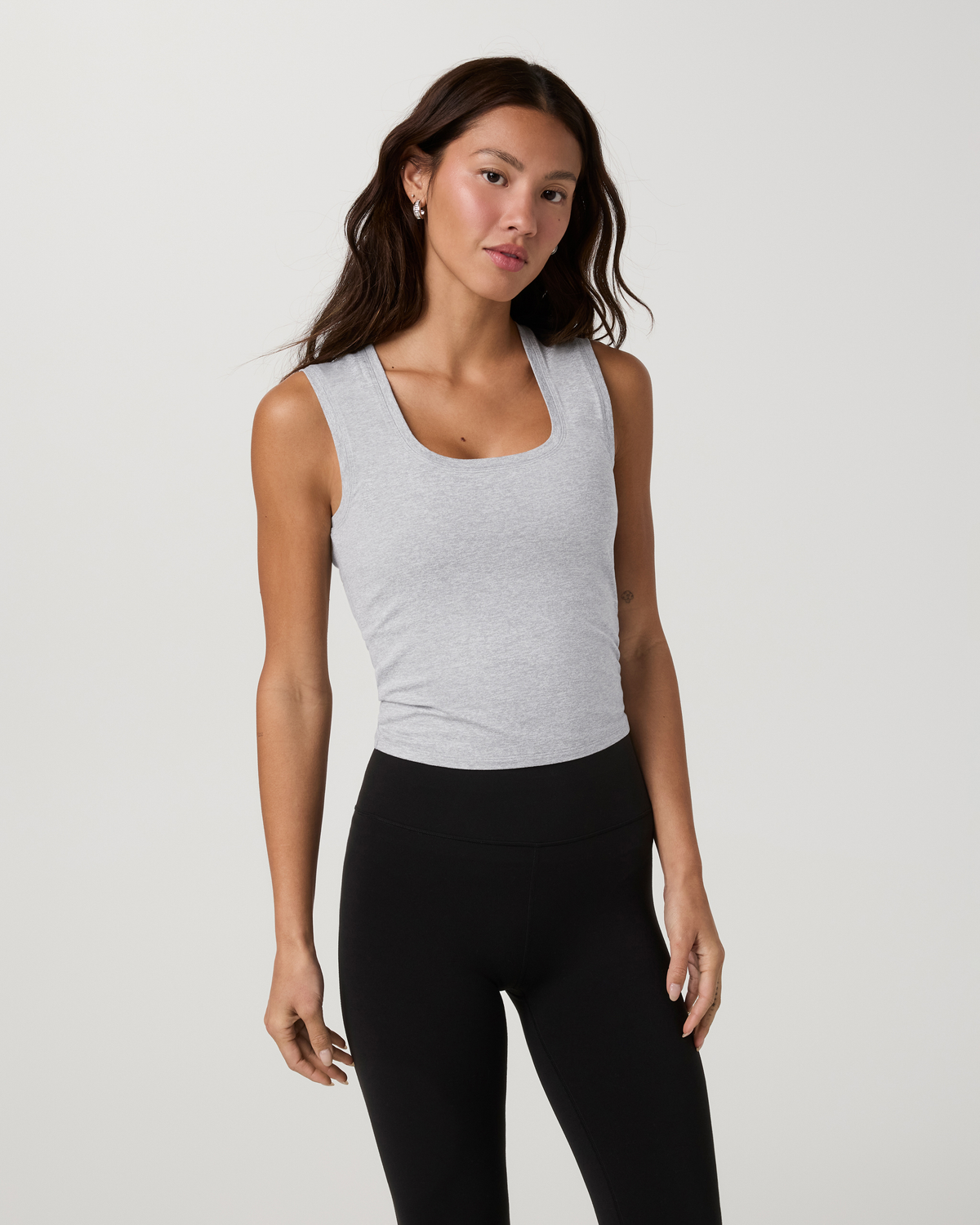 Halo Essential Scoop Tank | Pale Grey Heather