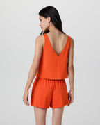 Villa Cropped Tank | Bright Poppy