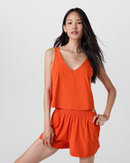 Villa Cropped Tank | Bright Poppy