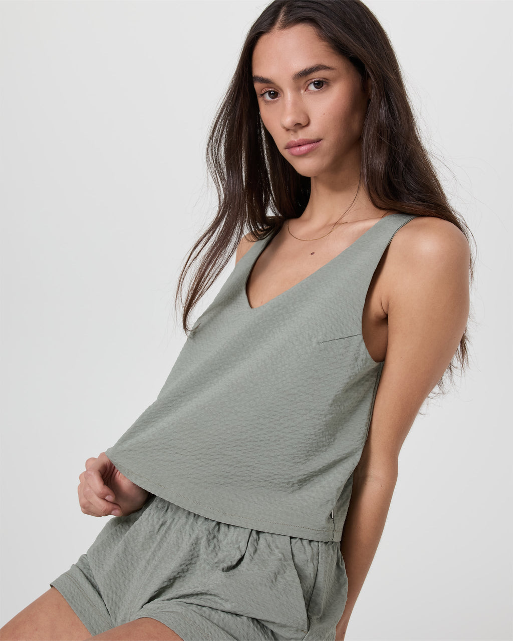 Villa Textured Crop Tank | Laurel