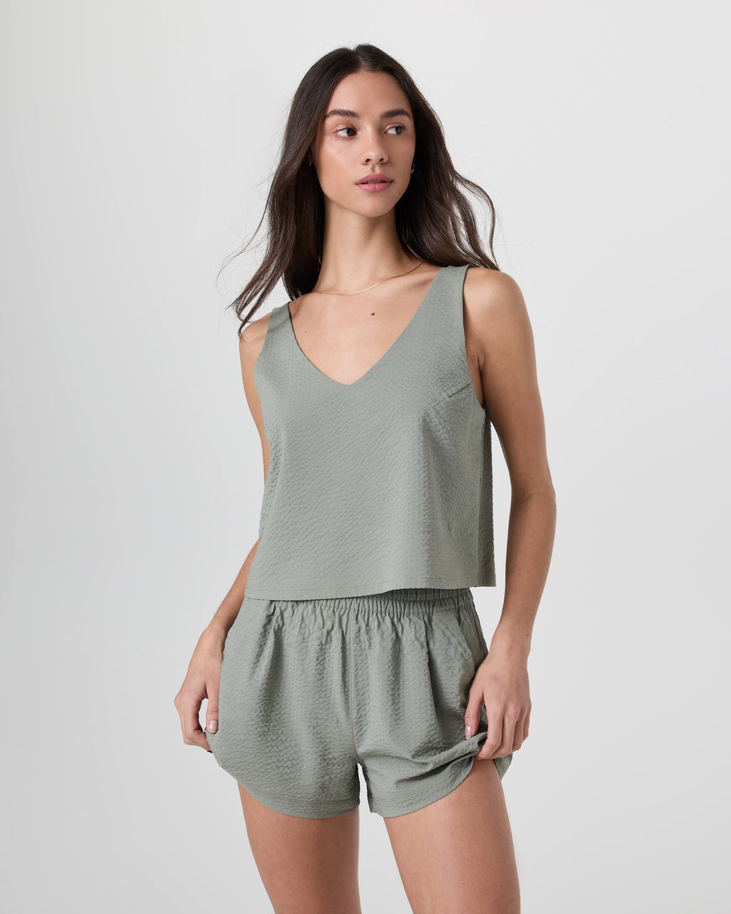 Villa Textured Crop Tank | Laurel