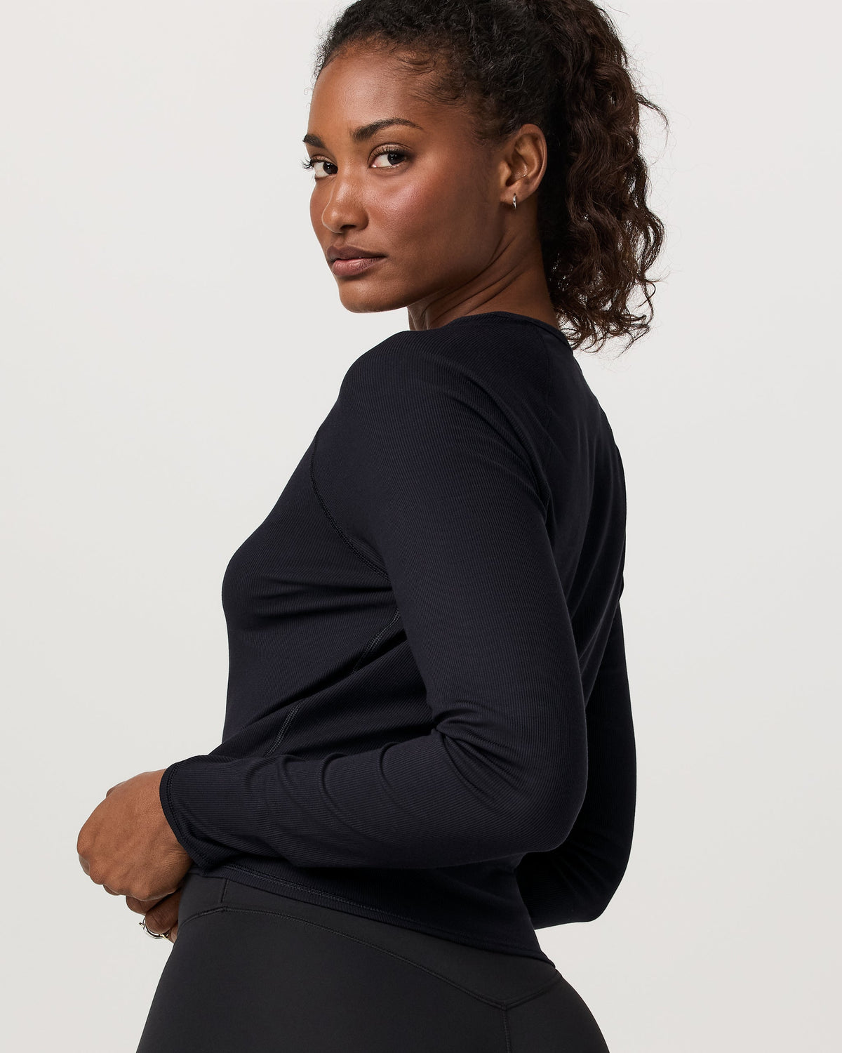 Long Sleeve Pose Crew | Black