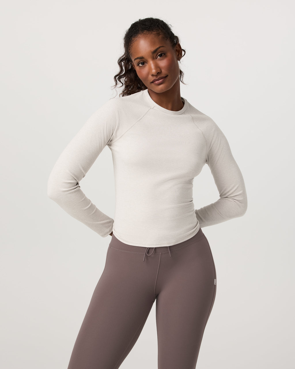 Long Sleeve Pose Crew | Ecru Heather