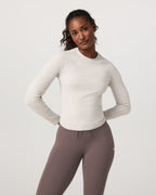 Long Sleeve Pose Crew | Ecru Heather