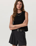 Trestles Twill Crop Tank | Black