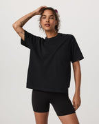 Short Sleeve Heavyweight Oversized Cotton Tee | Black