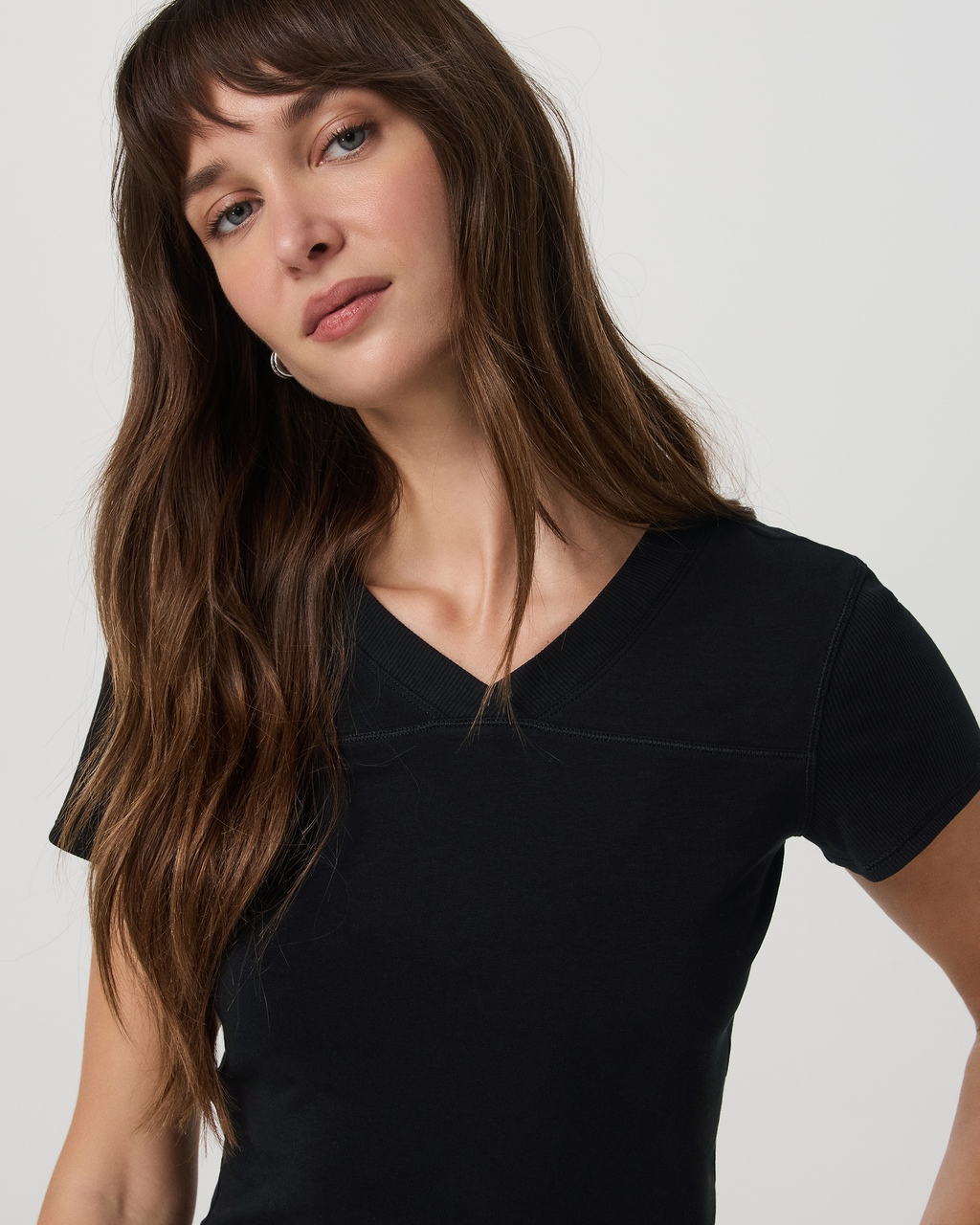 Short Sleeve Tuvalu Double V Neck | Black