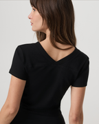 Short Sleeve Tuvalu Double V Neck | Black