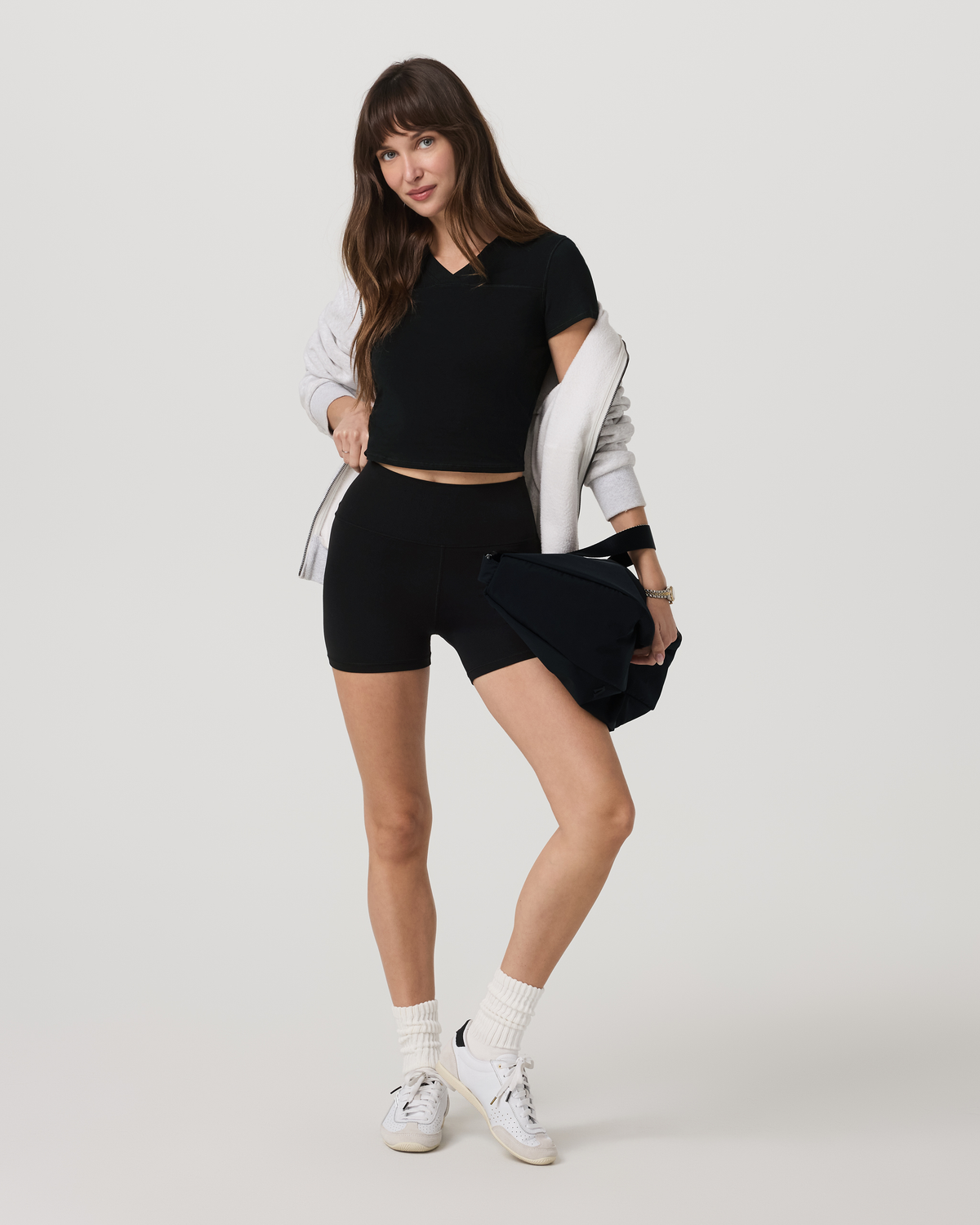 Short Sleeve Tuvalu Double V Neck | Black