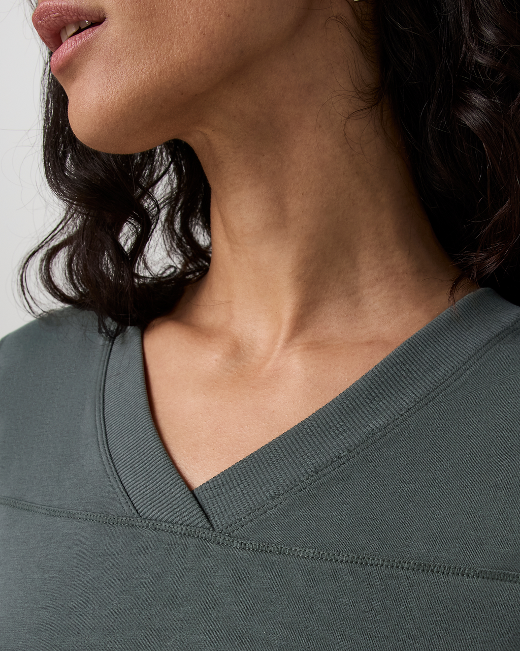 Short Sleeve Tuvalu Double V Neck | Dark Jade