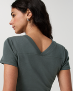 Short Sleeve Tuvalu Double V Neck | Dark Jade
