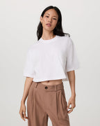 Short Sleeve Heavyweight Crop Cotton Tee | White