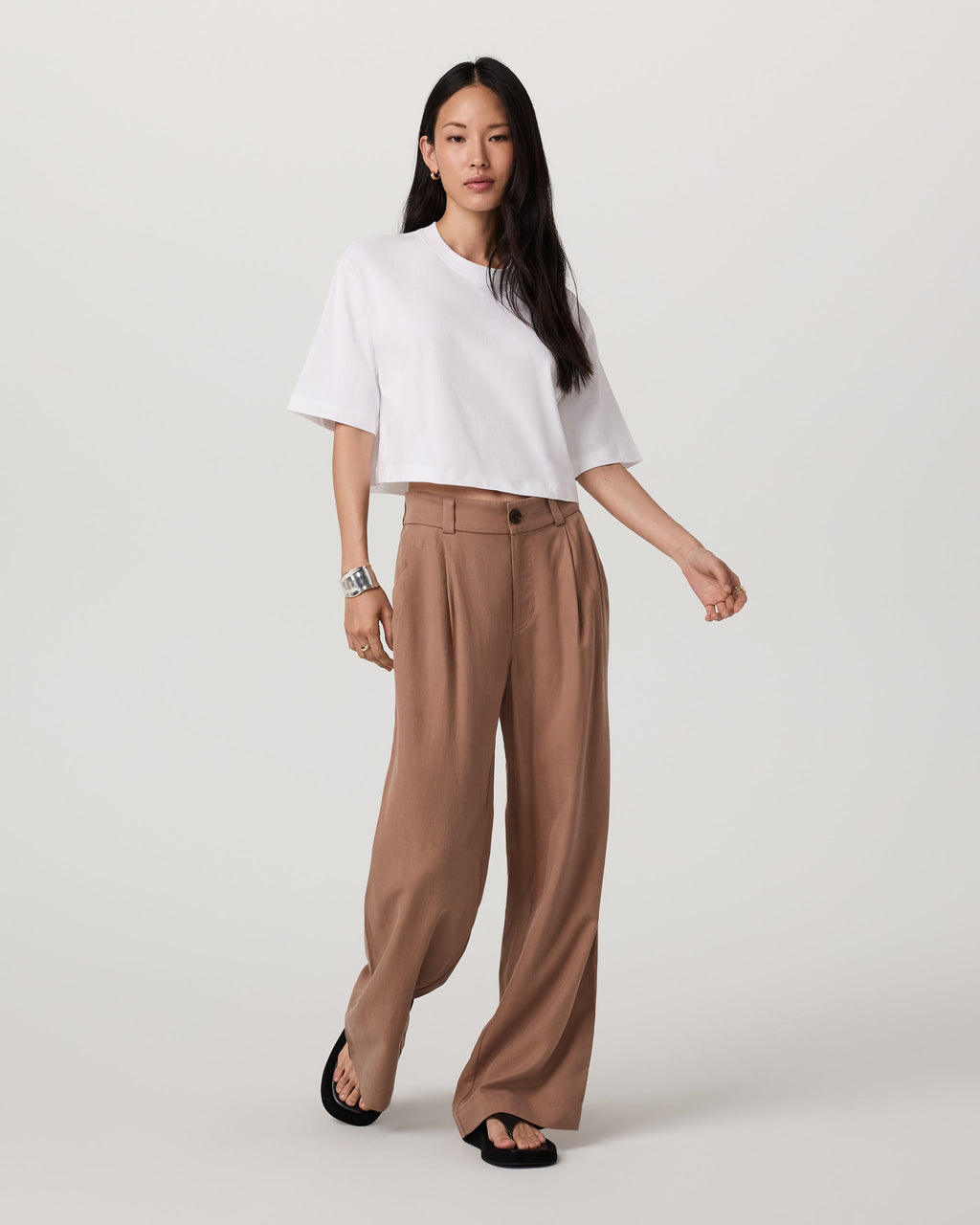 Short Sleeve Heavyweight Crop Cotton Tee | White