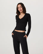 Long Sleeve Tuvalu Henley | Black