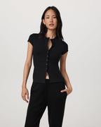 Short Sleeve Pose Button Up | Black