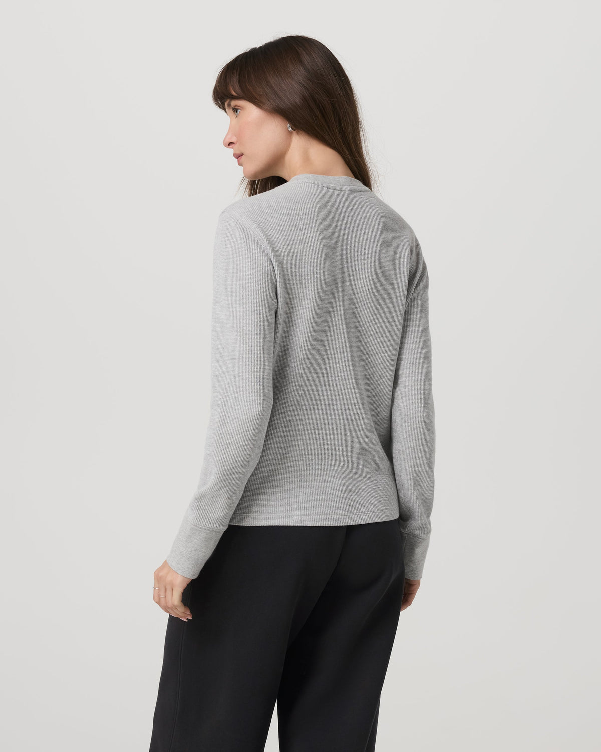 Long Sleeve Waffle Top | Light Heather Grey