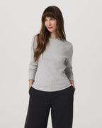 Long Sleeve Waffle Top | Light Heather Grey