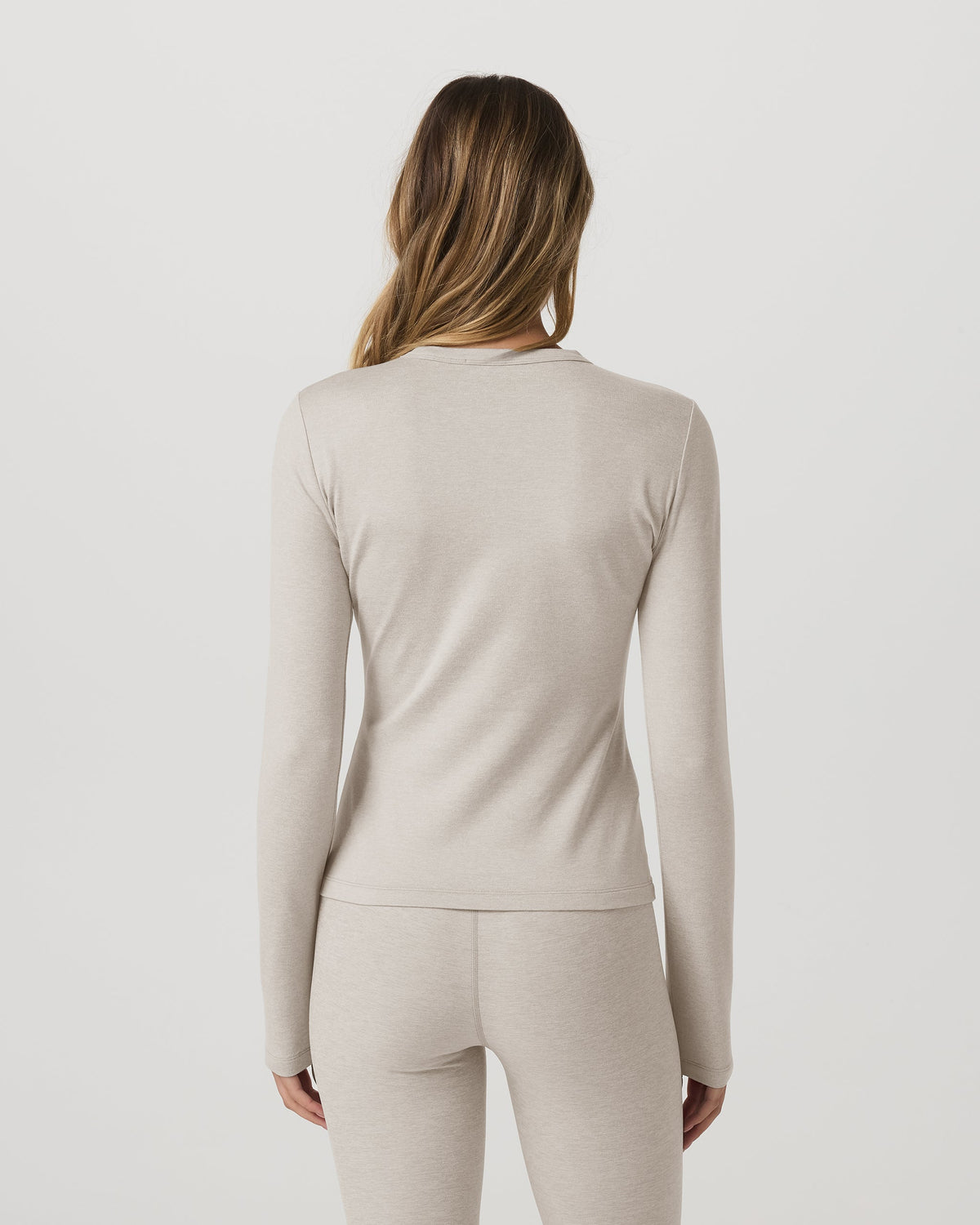 Long Sleeve Halo Essential Crew Tee | Ecru Heather