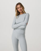 Long Sleeve Halo Essential Crew Tee | Blue Haze Heather