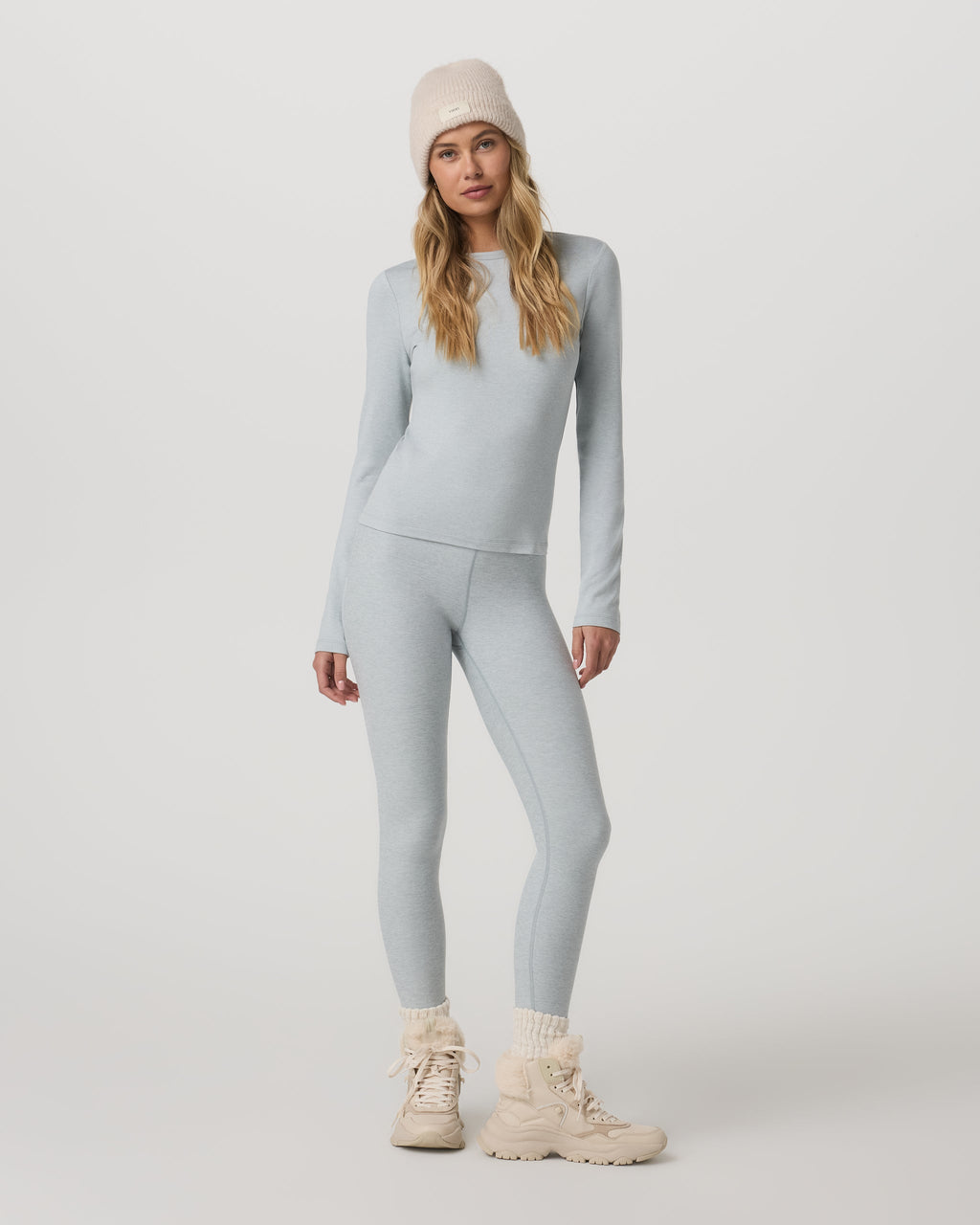 Long Sleeve Halo Essential Crew Tee | Blue Haze Heather