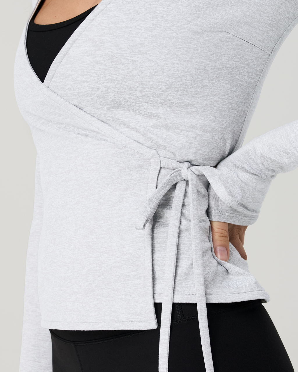 Long Sleeve Halo Wrap Top | Pale Grey Heather