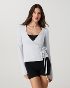 Long Sleeve Halo Wrap Top | Pale Grey Heather