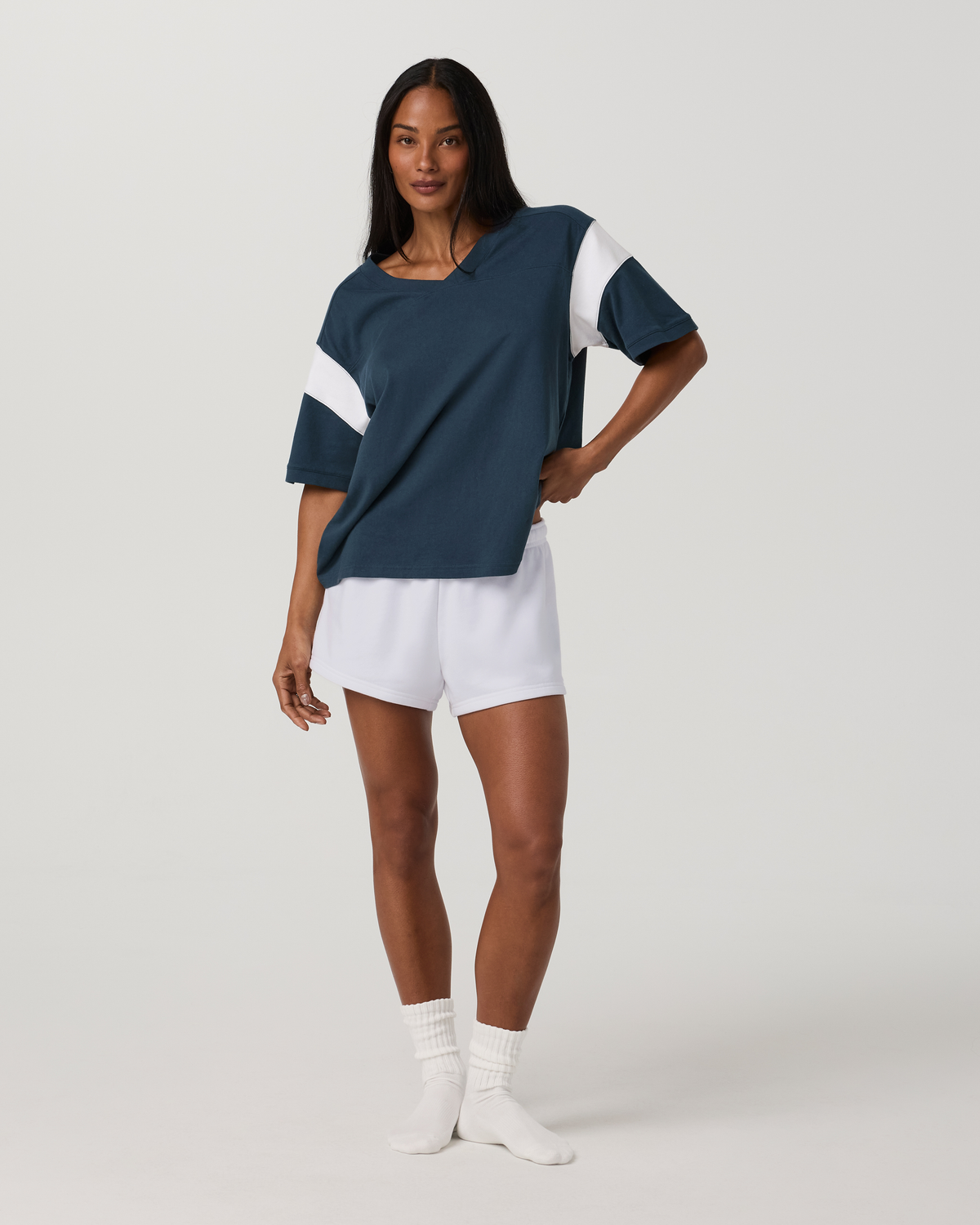 Heavyweight Cotton Varsity Tee | Ocean Blue