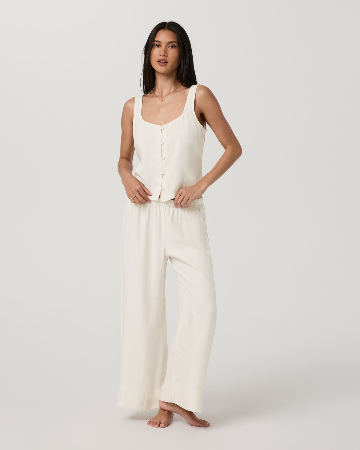Trestles Twill Button Front Top | Natural