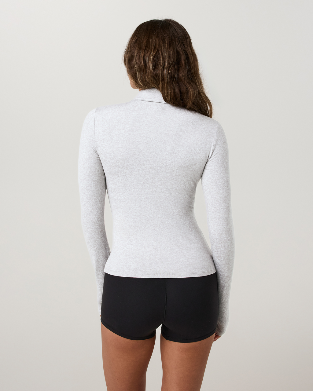 Long Sleeve Halo Double Zip Top | Pale Grey Heather