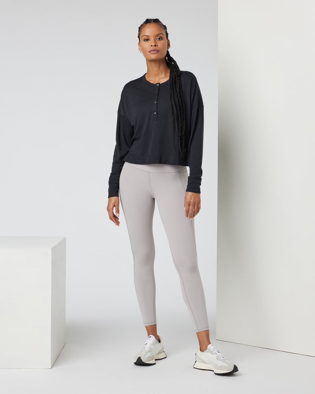 Long Sleeve Sunrise Oversize Henley | Black